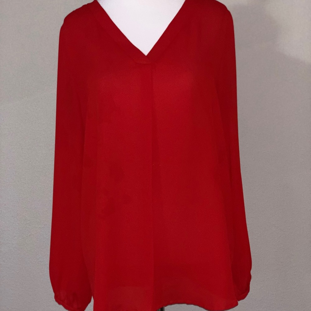 Red Long Sleeve Blouse